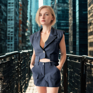 Sleeveless Blazer Crop Set with High-Waisted Shorts