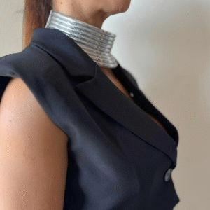 Silver Ring-Effect Choker Necklace