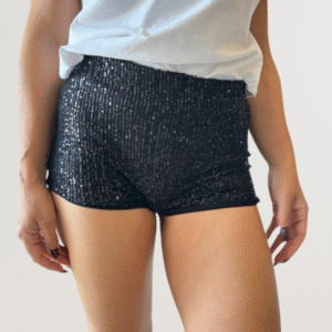 Black Rhinestone Hotpants