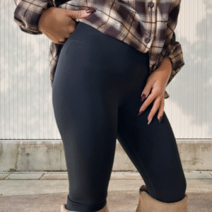 Black Satin Fleece-Lined Leggings