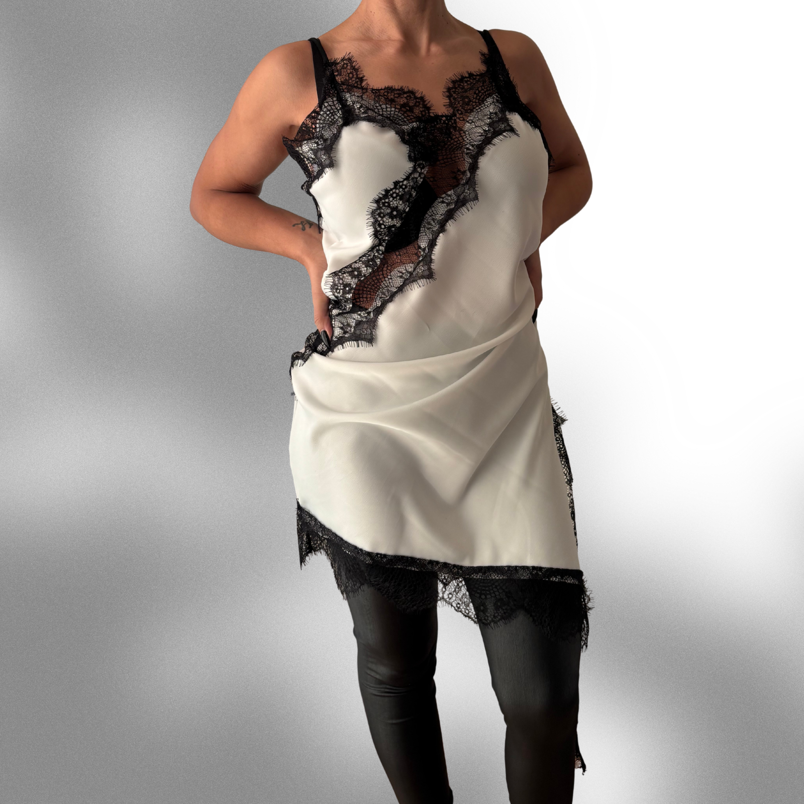 White Dress with Black Lace