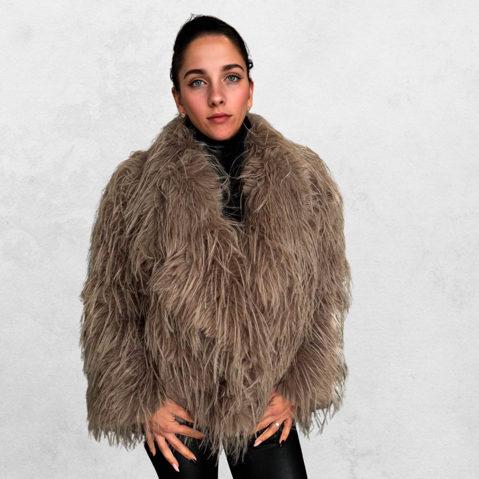 Faux Fur Jacket Brown