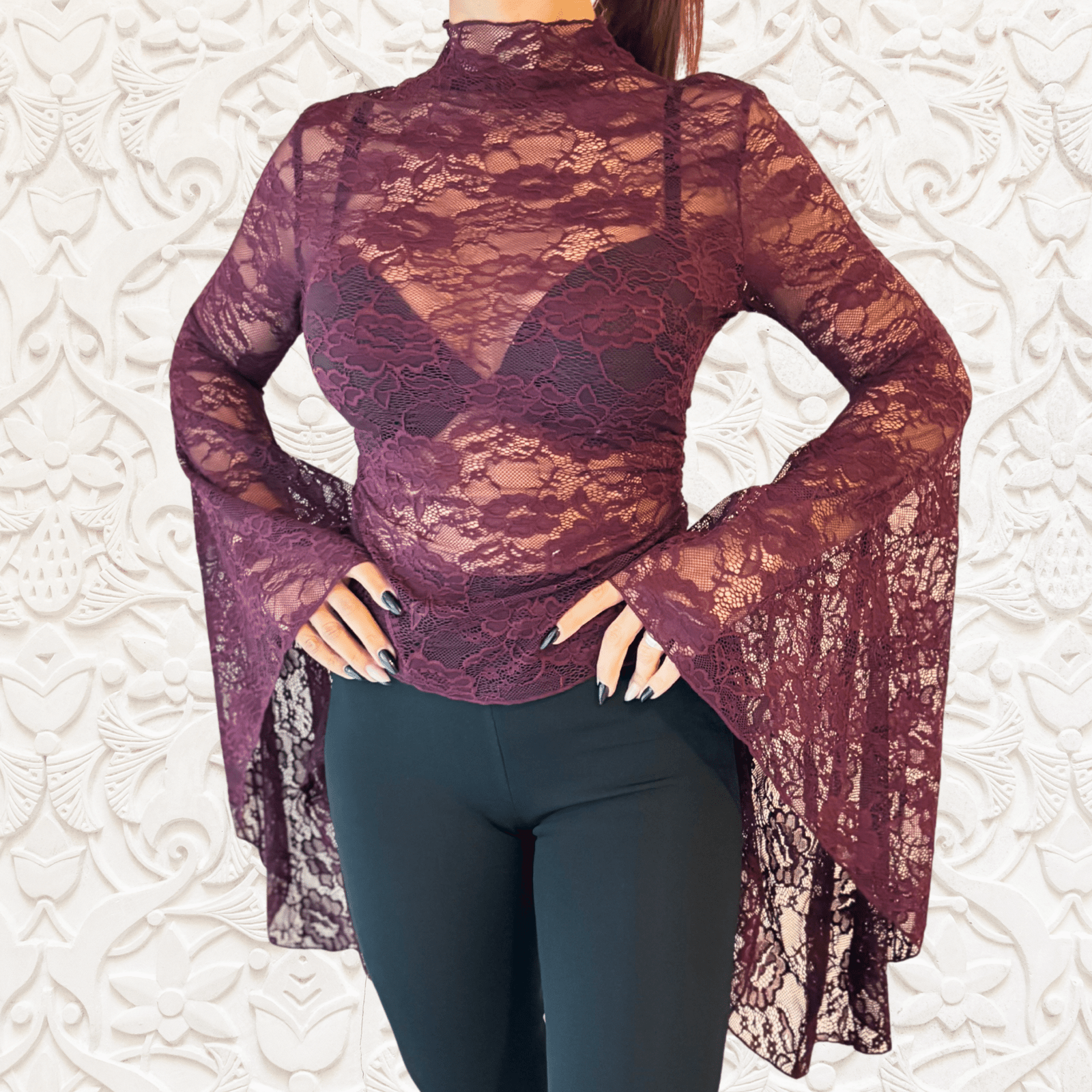 Lace Top with Bell Sleeves