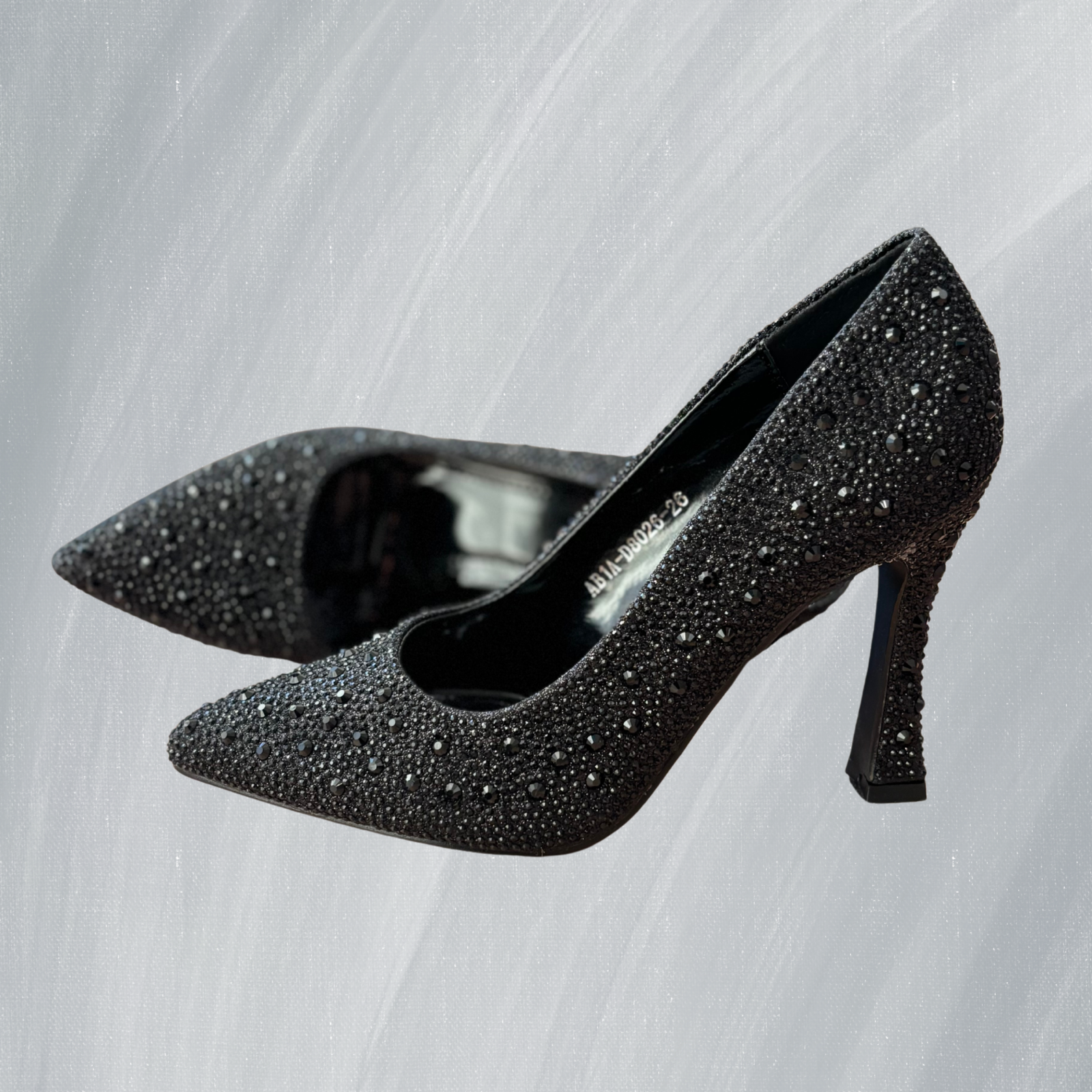 Black Rhinestone High Heel Pumps