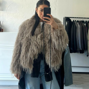 Faux Fur Jacket Brown