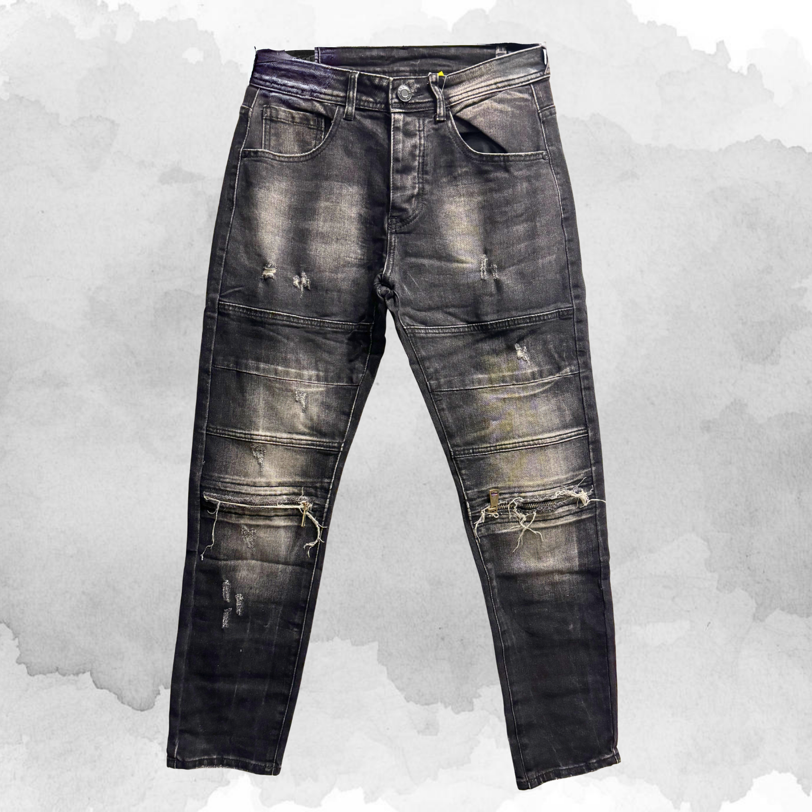 Black Distressed Biker Jeans - immagine 4