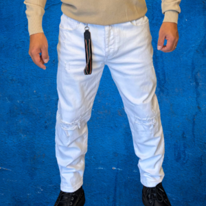 White Slim Fit Distressed Jeans