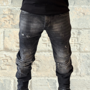 Black Distressed Biker Jeans