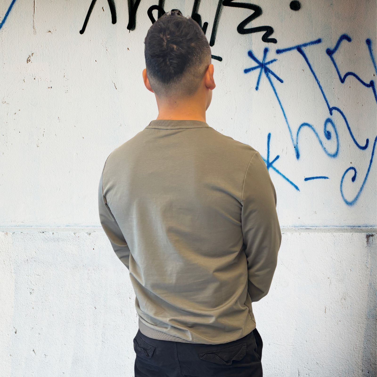 Military Green Cotton Minimal Casual Style - immagine 2