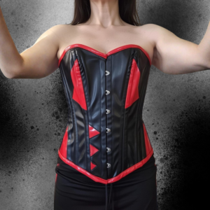 Faux Leather Corset with Lace-Up Back Waist Shaper