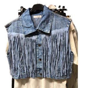 Light Blue Fringed Denim Vest