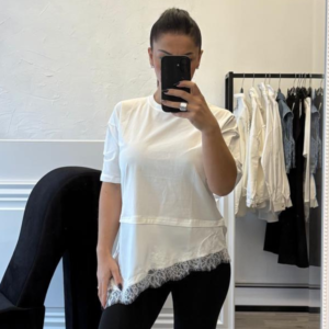Elegant Asymmetric T-Shirt with Lace