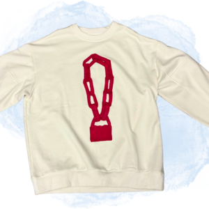 Pullover with Removable Pink Chain Detail (White)