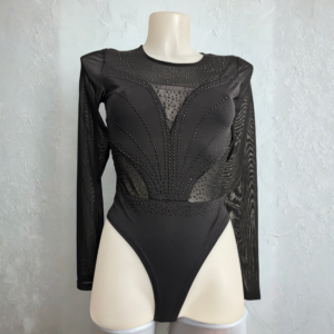 Bodysuit with Mesh Long Sleeves