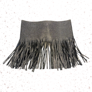 Black Rhinestone Fringe Mini Skirt