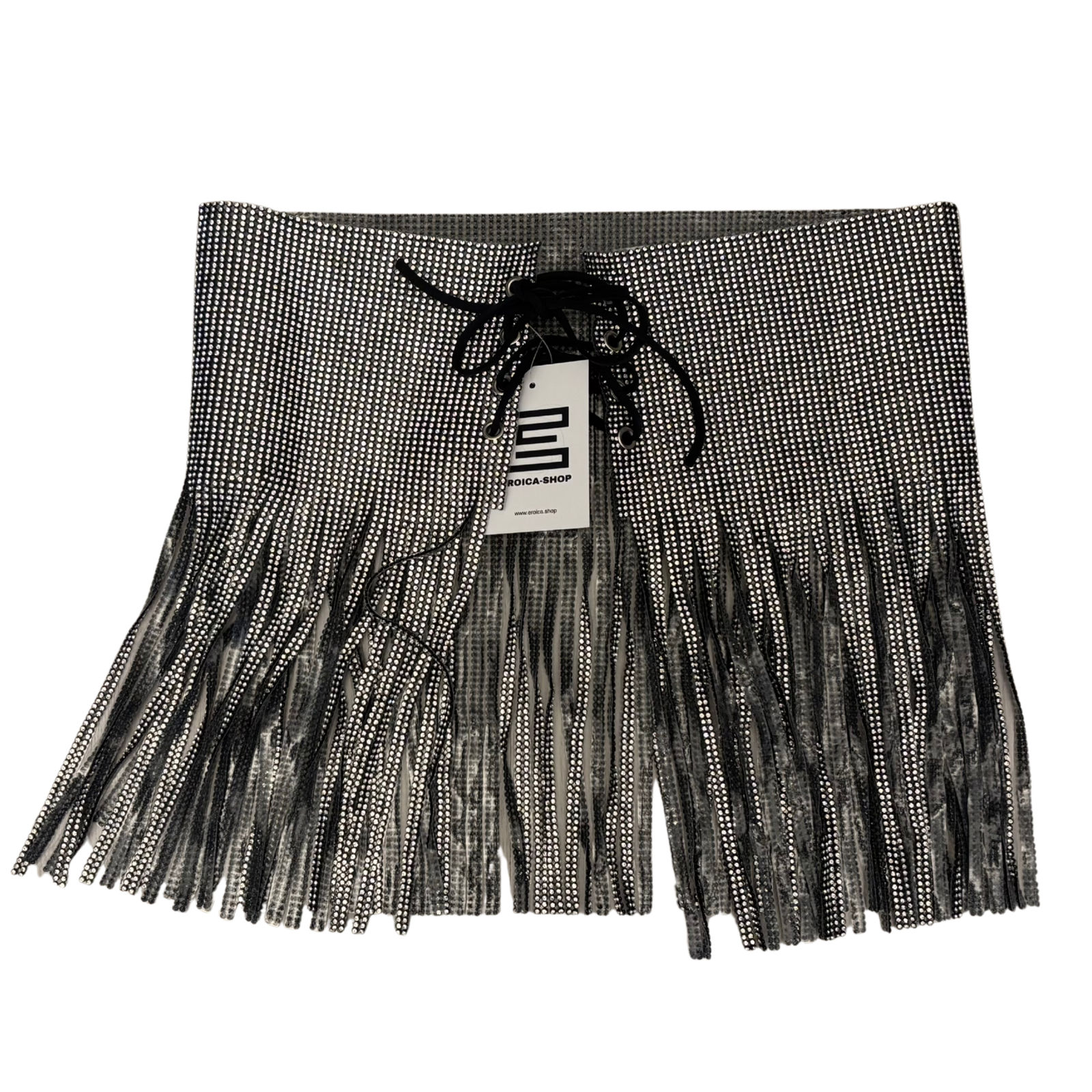 Black Rhinestone Fringe Mini Skirt - immagine 2